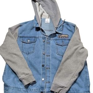 Coors Denim Jacket with Gray Hoodie